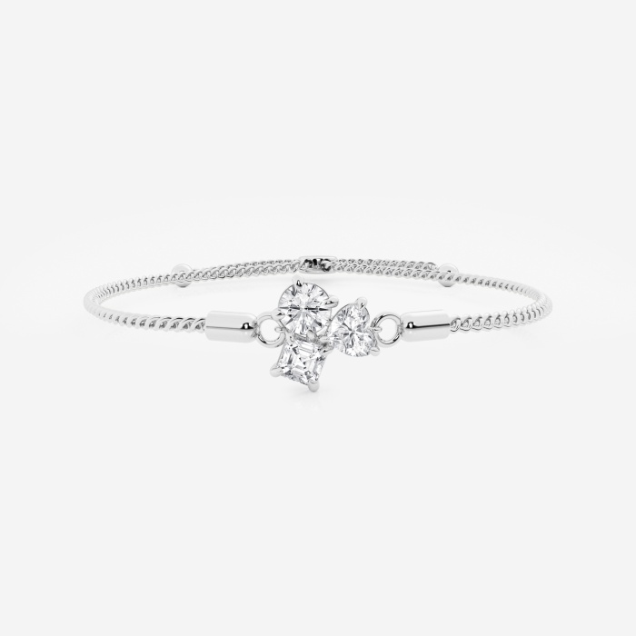 1 1/2 ctw Multi-Shape Lab Grown Diamond Three Stone Bolo Fashion Bracelet - 8 Inches