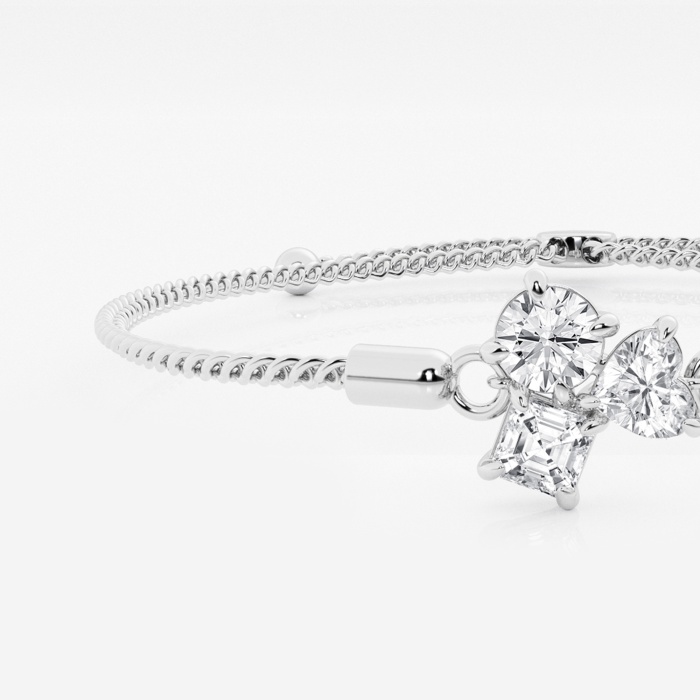 1 1/2 ctw Multi-Shape Lab Grown Diamond Three Stone Bolo Fashion Bracelet - 8 Inches