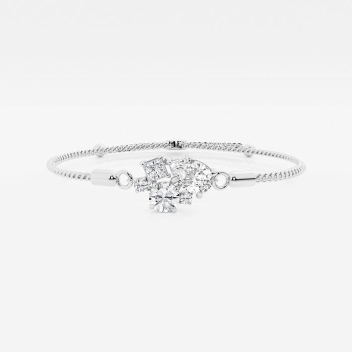 2 ctw Multi-Shape Lab Grown Diamond Five Stone Bolo Fashion Bracelet - 8.25 Inches