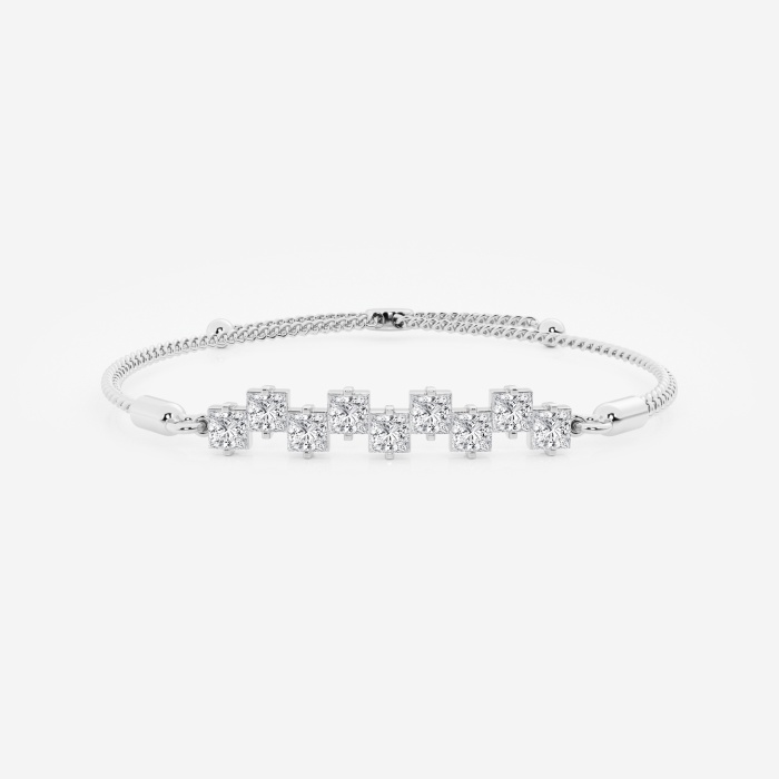 2 1/4 ctw Princess Lab Grown Diamond Stagger Seven Stone Bolo Fashion Bracelet - 8.75 Inches