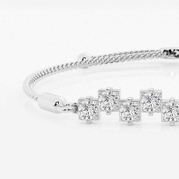 2 1/4 ctw Princess Lab Grown Diamond Stagger Seven Stone Bolo Fashion Bracelet - 8.75 Inches
