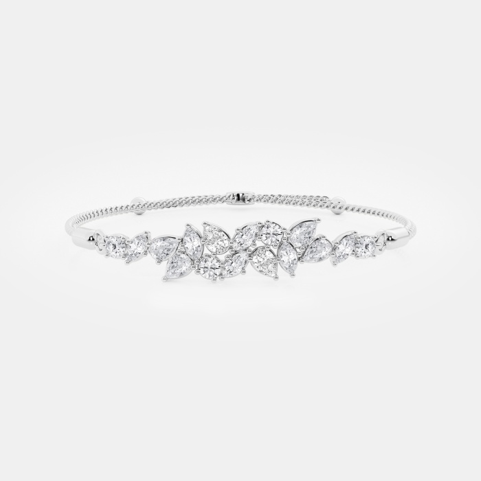 2 ctw Multi-Shape Lab Grown Diamond Abstract Floral Bolo Fashion Bracelet - 9 Inches