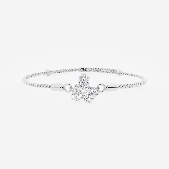 1 1/4 ctw Oval and Pear Lab Grown Diamond Three Stone Bolo Fashion Bracelet - 8 Inches