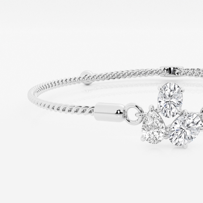 1 1/4 ctw Oval and Pear Lab Grown Diamond Three Stone Bolo Fashion Bracelet - 8 Inches