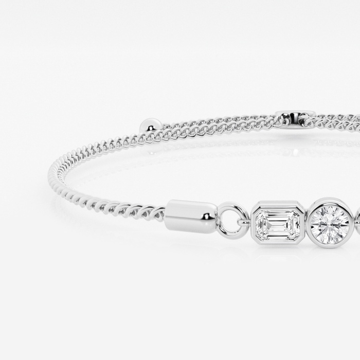 1/2 ctw Toi Et Moi Emerald and Round Bezel Bolo Bracelet - 8 Inches