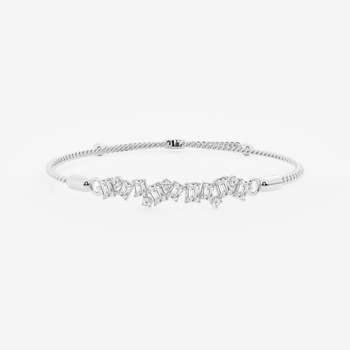 1 ctw Emerald and Round Lab Grown Diamond Cascade Bolo Fashion Bracelet - 8.75 Inches