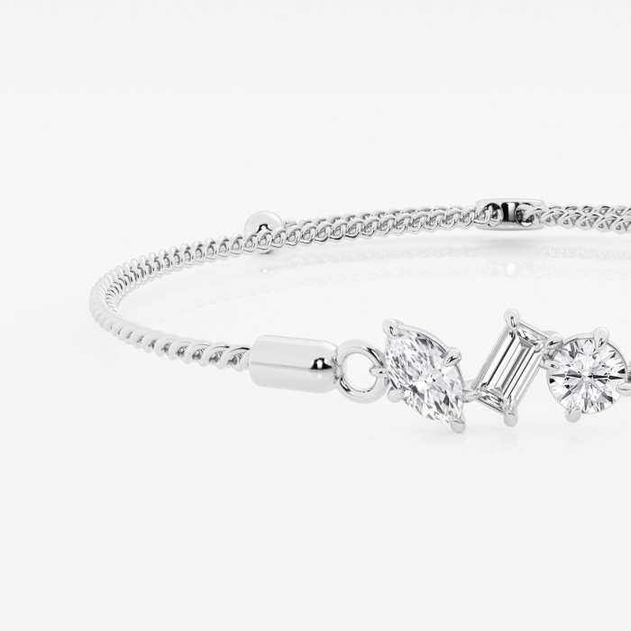 3/4 ctw Multi-Shape Lab Grown Diamond Three Stone Bolo Fashion Bracelet - 8 Inches