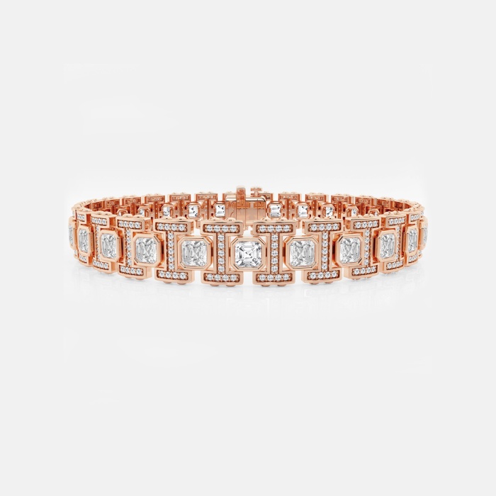 12 7/8 ctw Asscher and Round Lab Grown Diamond Link Bracelet