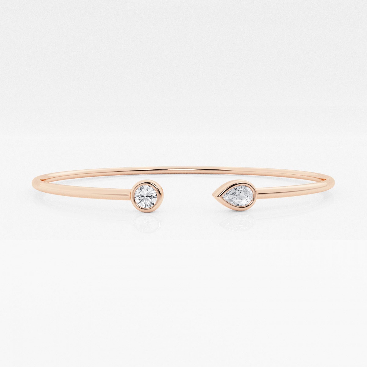 1/2 ctw Round and Pear Lab Grown Diamond Open Bangle Bracelet - 7 Inches