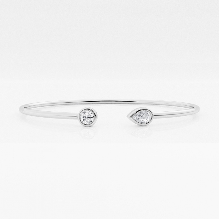 1/2 ctw Round and Pear Lab Grown Diamond Open Bangle Bracelet - 7 Inches