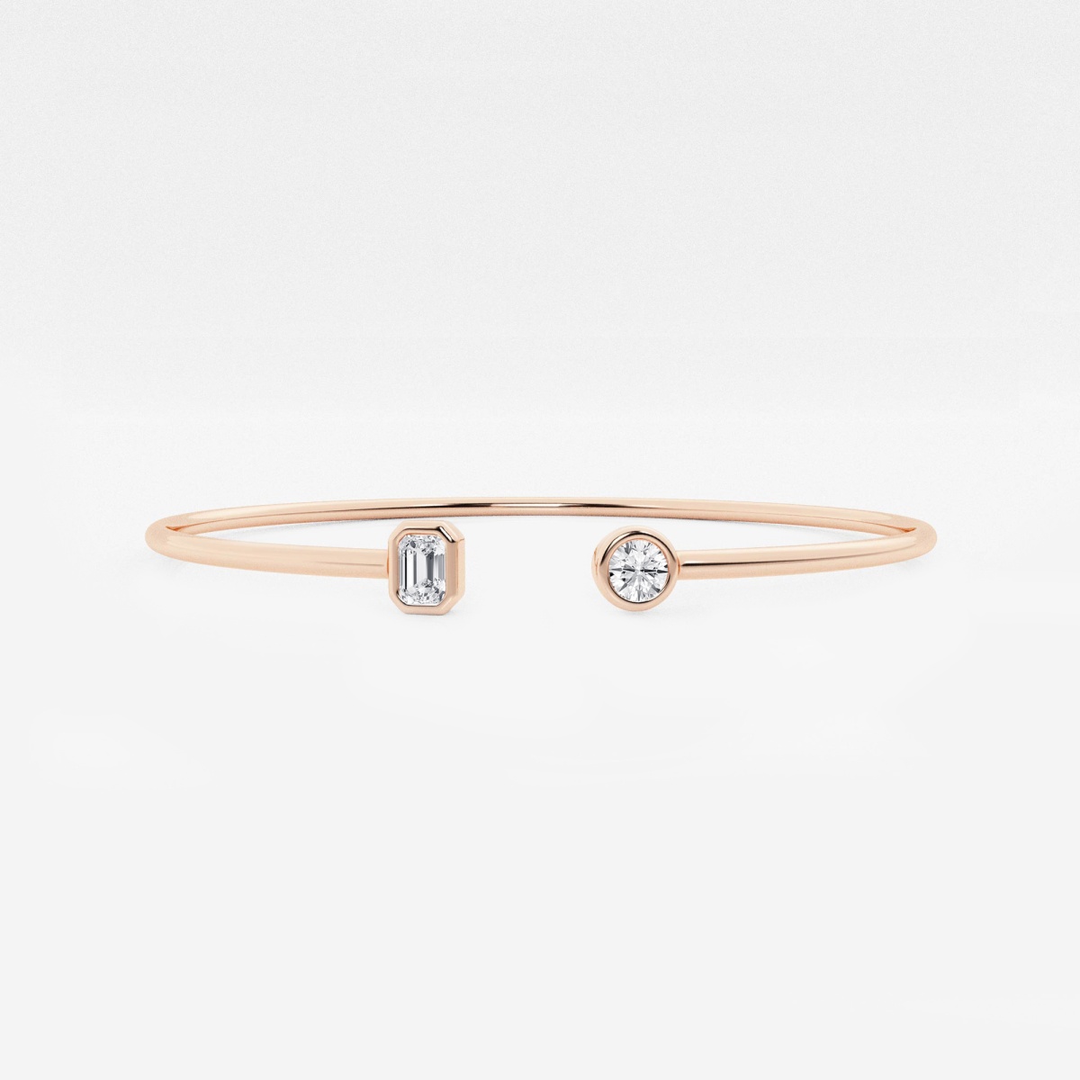 1/2 ctw Round and Emerald Lab Grown Diamond Open Bangle Bracelet - 7 Inches