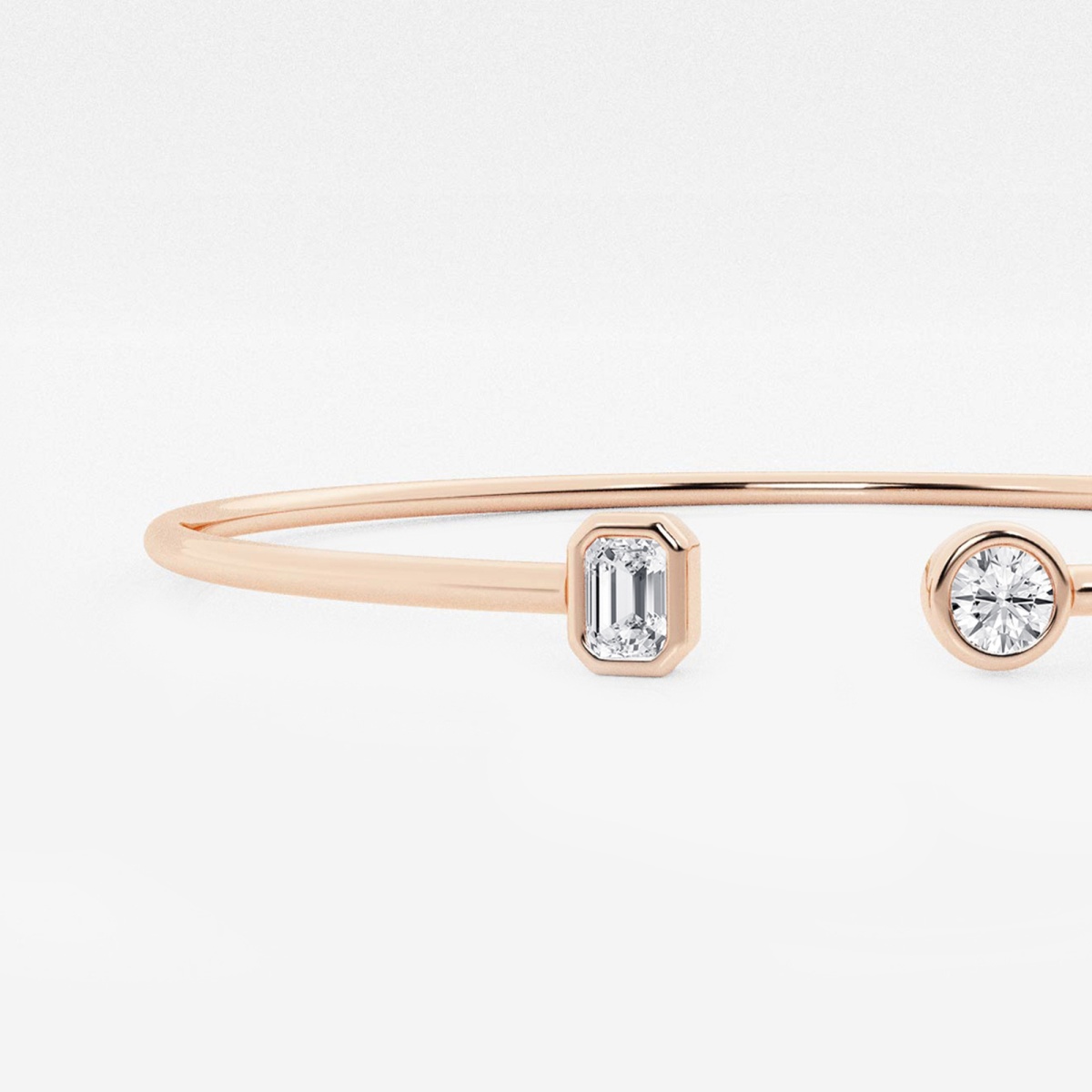Additional Image 1 for  1/2 ctw Round and Emerald Lab Grown Diamond Open Bangle Bracelet - 7 Inches
