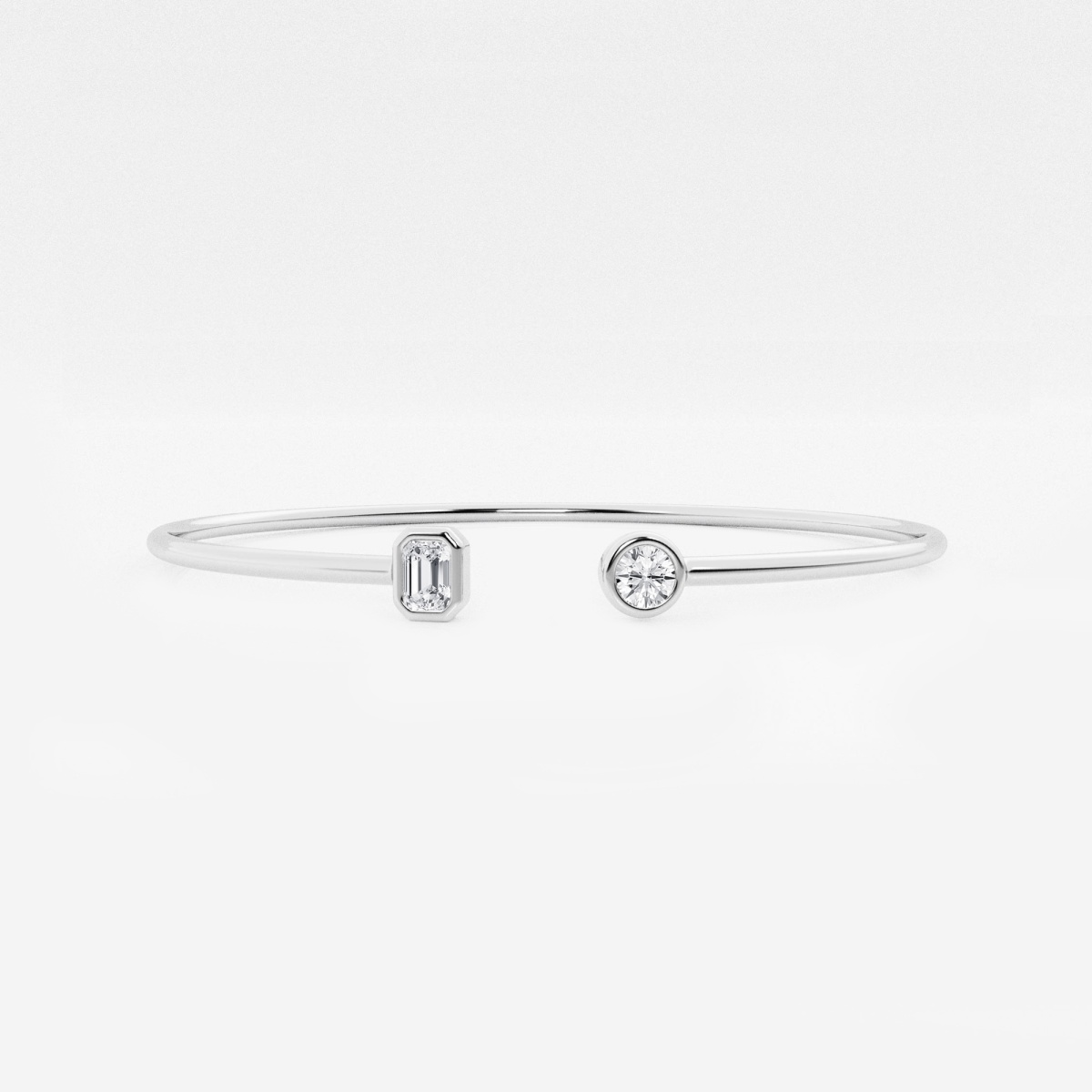 1/2 ctw Round and Emerald Lab Grown Diamond Open Bangle Bracelet - 7 Inches