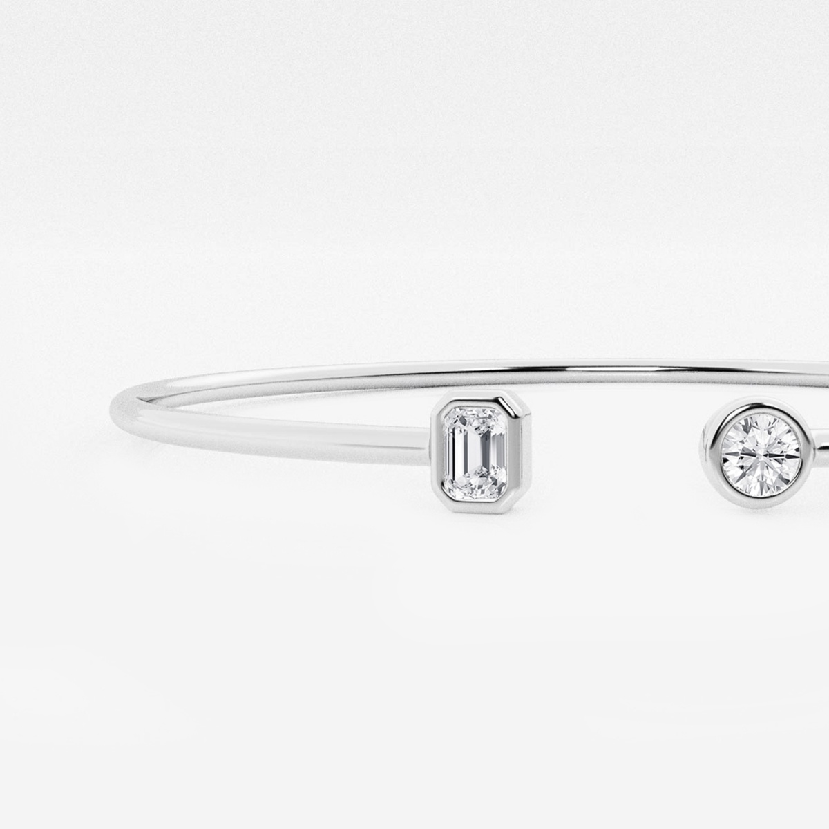Additional Image 1 for  1/2 ctw Round and Emerald Lab Grown Diamond Open Bangle Bracelet - 7 Inches