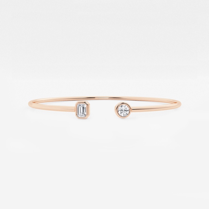 1/2 ctw Round and Emerald Lab Grown Diamond Open Bangle Bracelet - 7 Inches