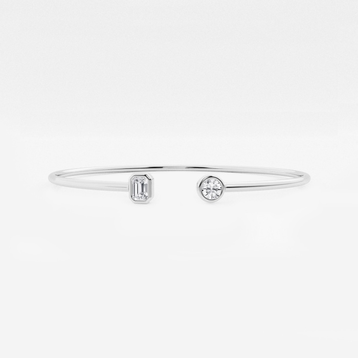 1/2 ctw Round and Emerald Lab Grown Diamond Open Bangle Bracelet - 7 Inches