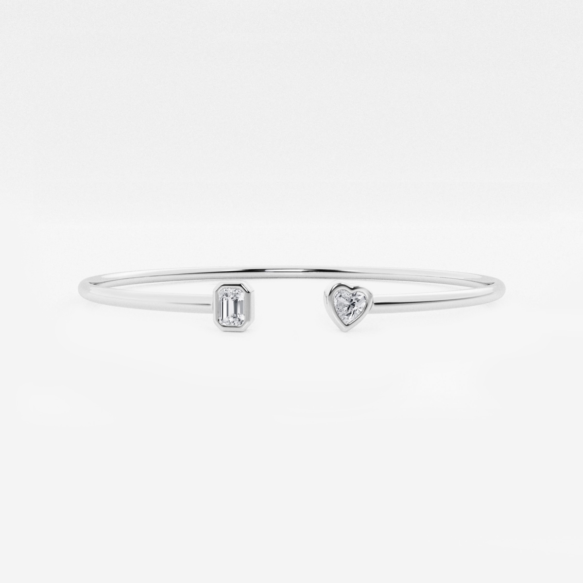 1/2 ctw Emerald and Heart Lab Grown Diamond Open Bangle Bracelet - 7 Inches