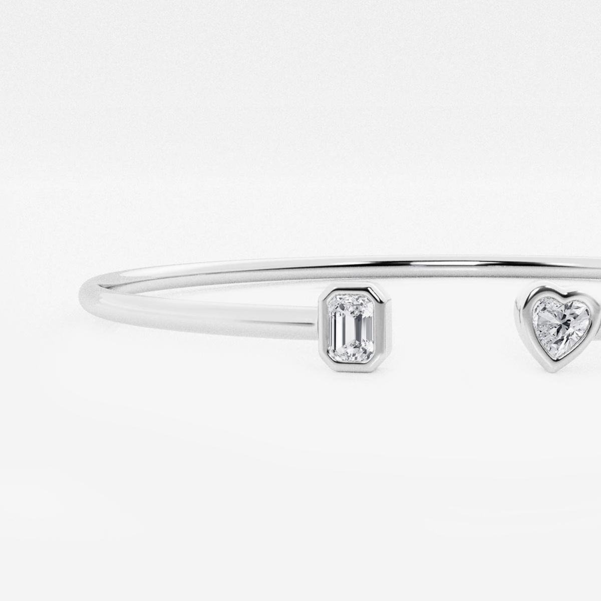 Additional Image 1 for  1/2 ctw Emerald and Heart Lab Grown Diamond Open Bangle Bracelet - 7 Inches