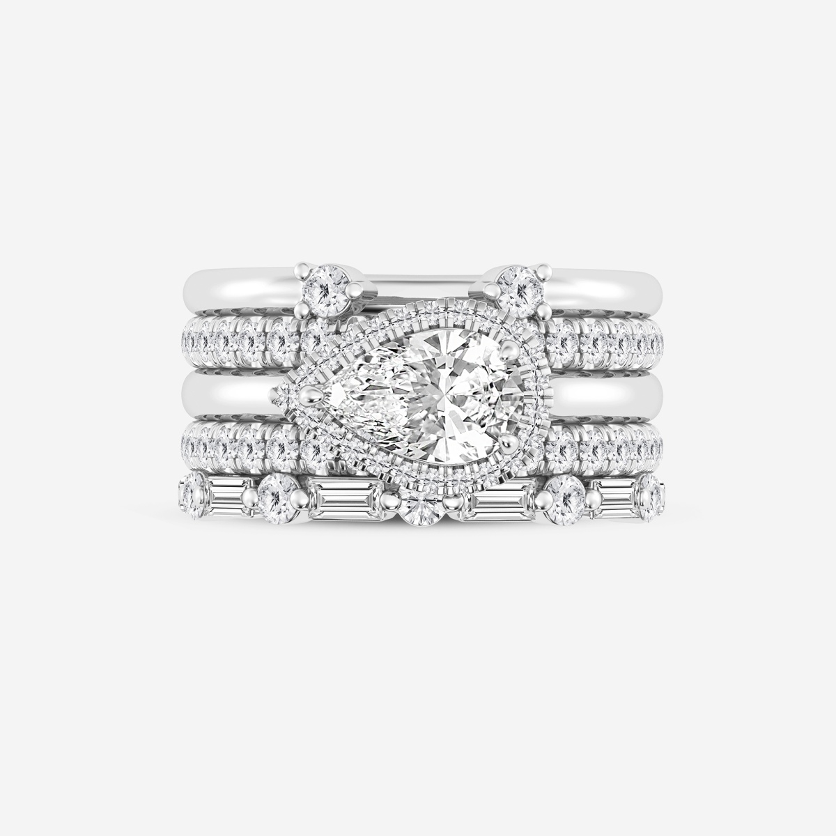 2 3/8 ctw Pear Lab Grown Diamond East-West Halo Stackable Ring