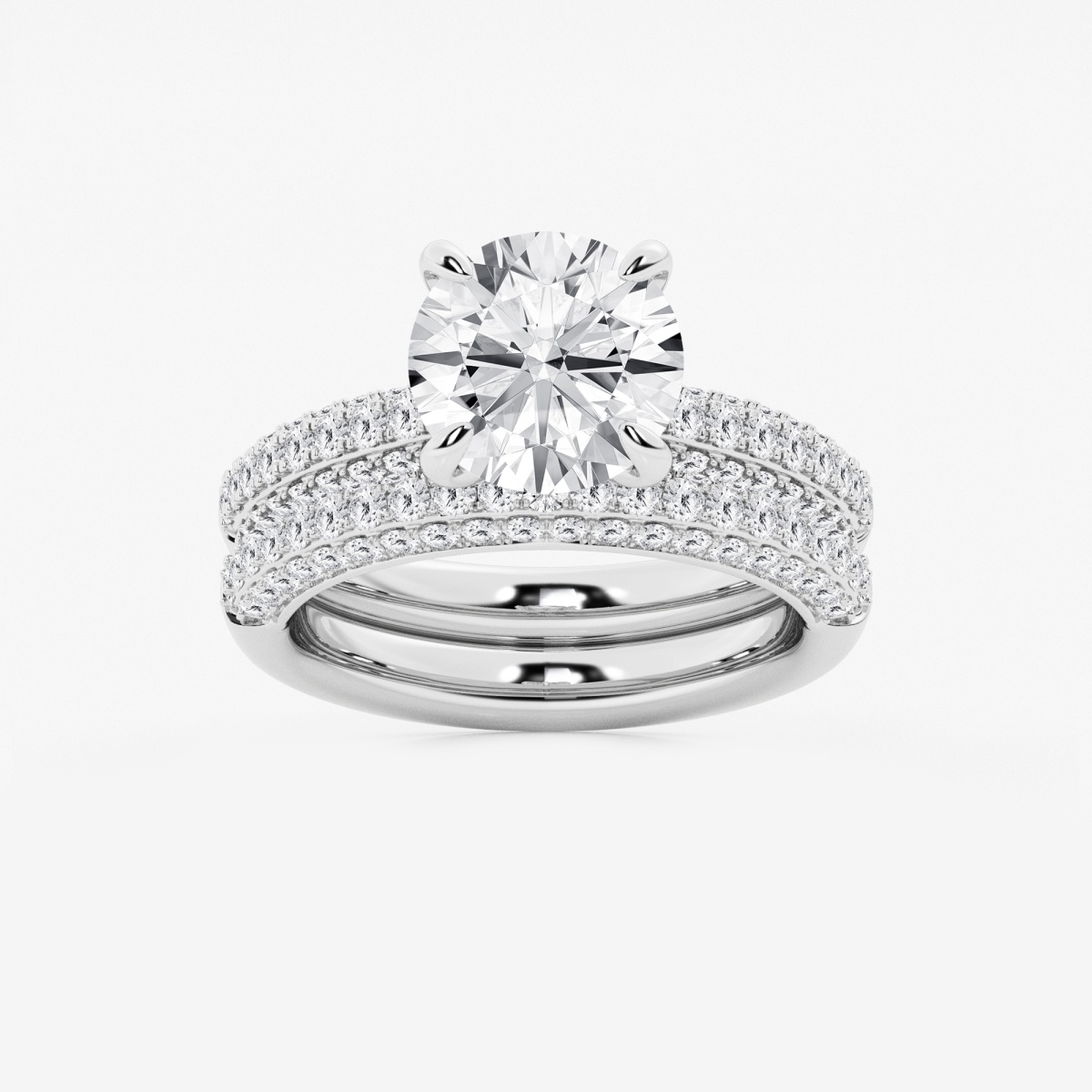 4 1/8 ctw Round Lab Grown Diamond Micro Pave Bridal Set