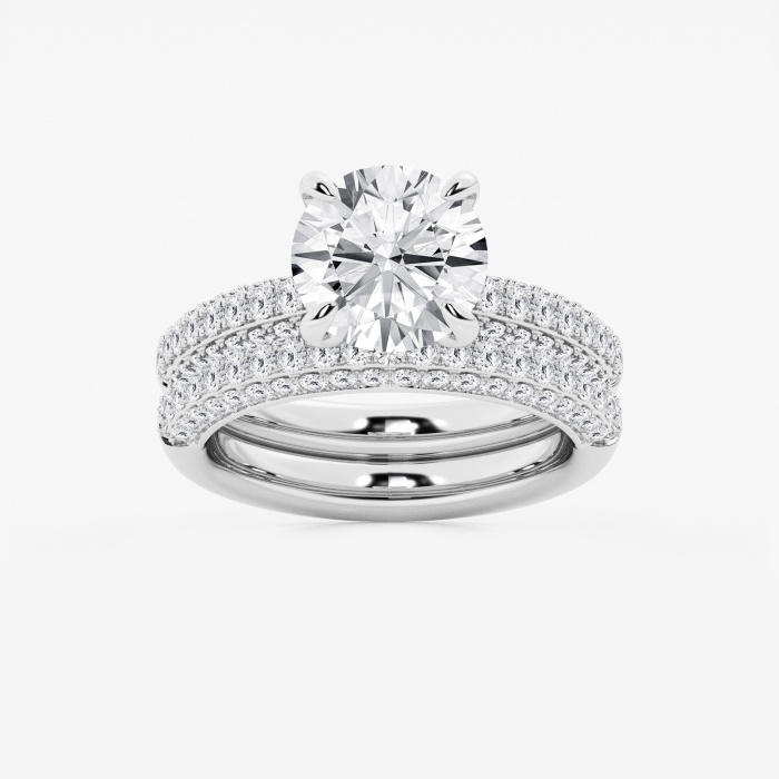 4 1/8 ctw Round Lab Grown Diamond Micro Pave Bridal Set