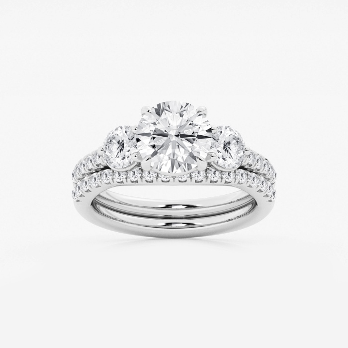 3 1/8 ctw Round Lab Grown Diamond Three-Stone Bridal Set