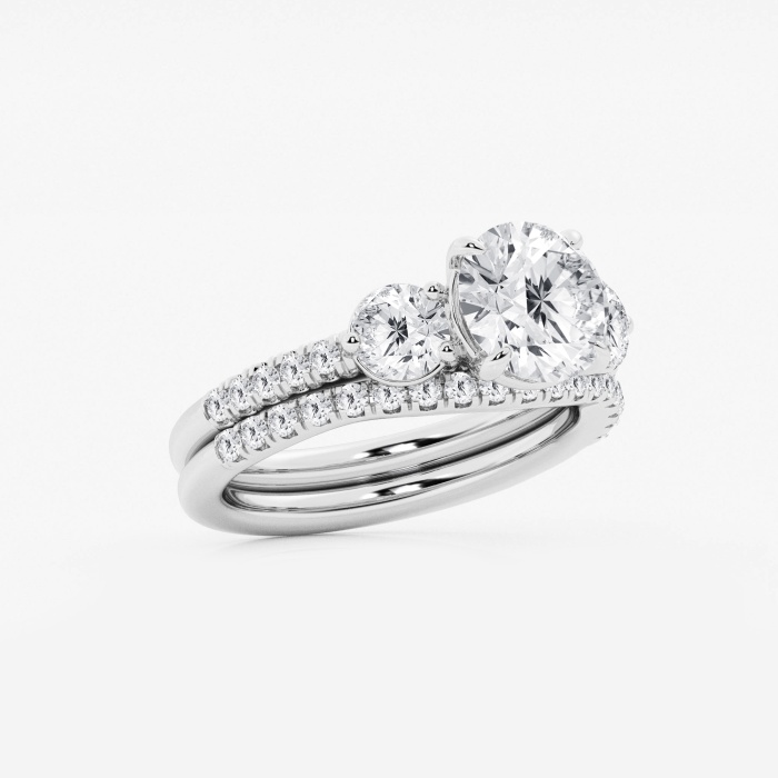 3 1/8 ctw Round Lab Grown Diamond Three-Stone Bridal Set