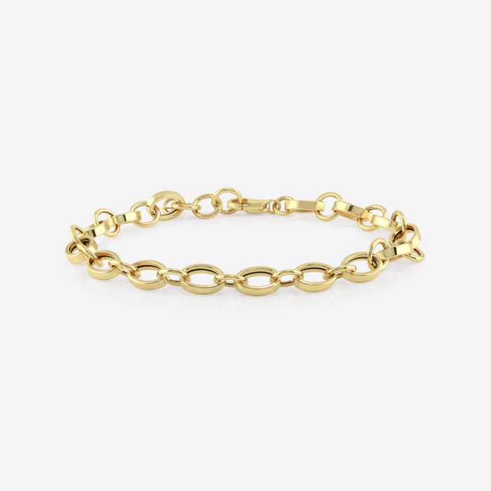 Plain Gold Oval Links Chain Bracelet