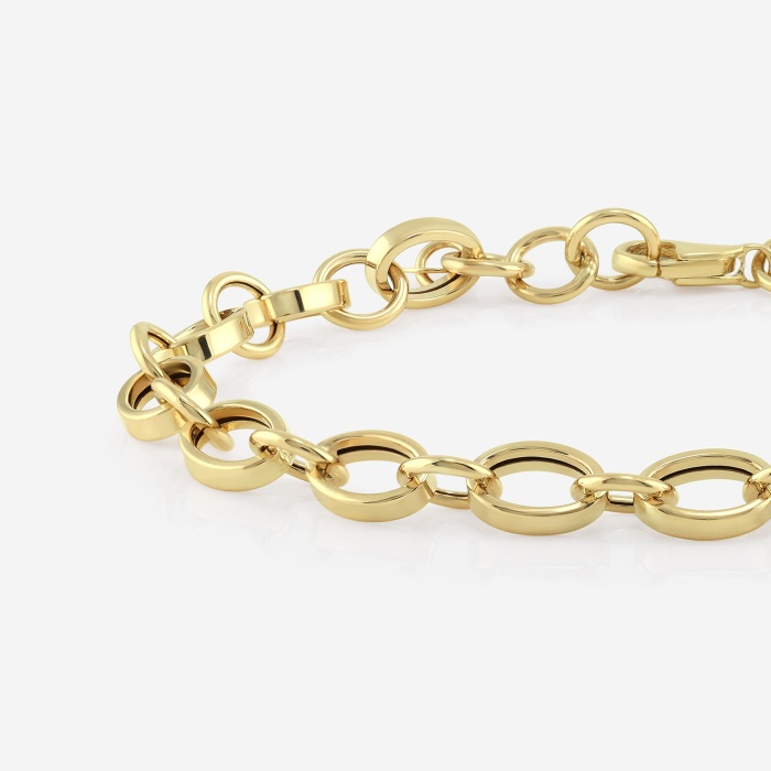 Plain Gold Oval Links Chain Bracelet