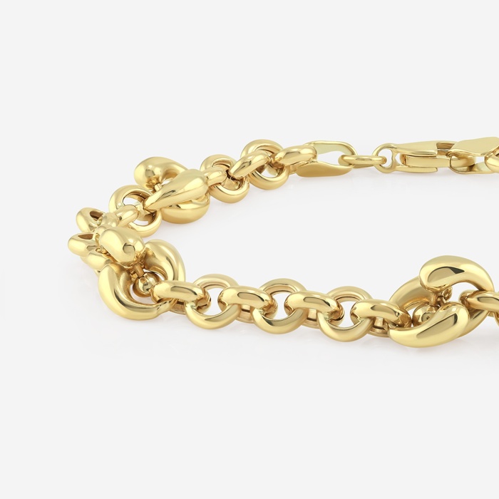 Plain Gold Station Link Chain Bracelet
