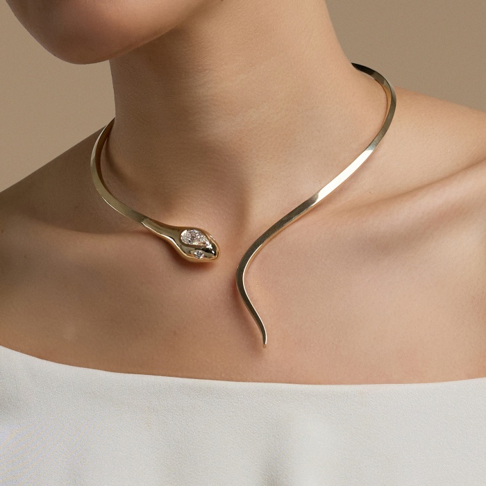 3 7/8 ctw Curve Serpent Choker Necklace