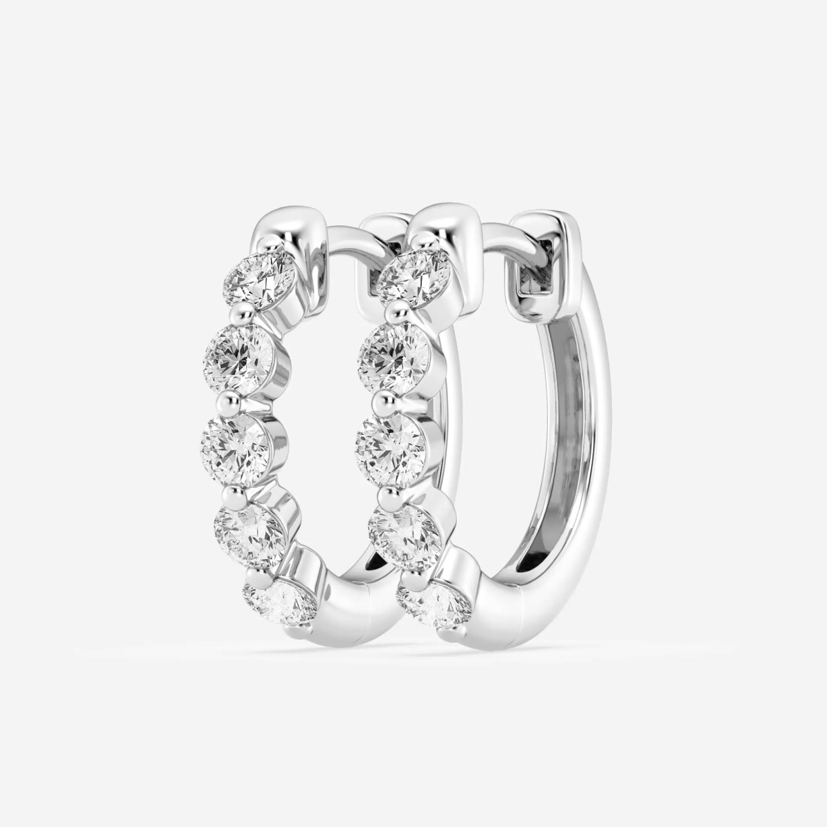 Additional Image 1 for  7/8 ctw Round Lab Grown Diamond Floating Hoop Earrings