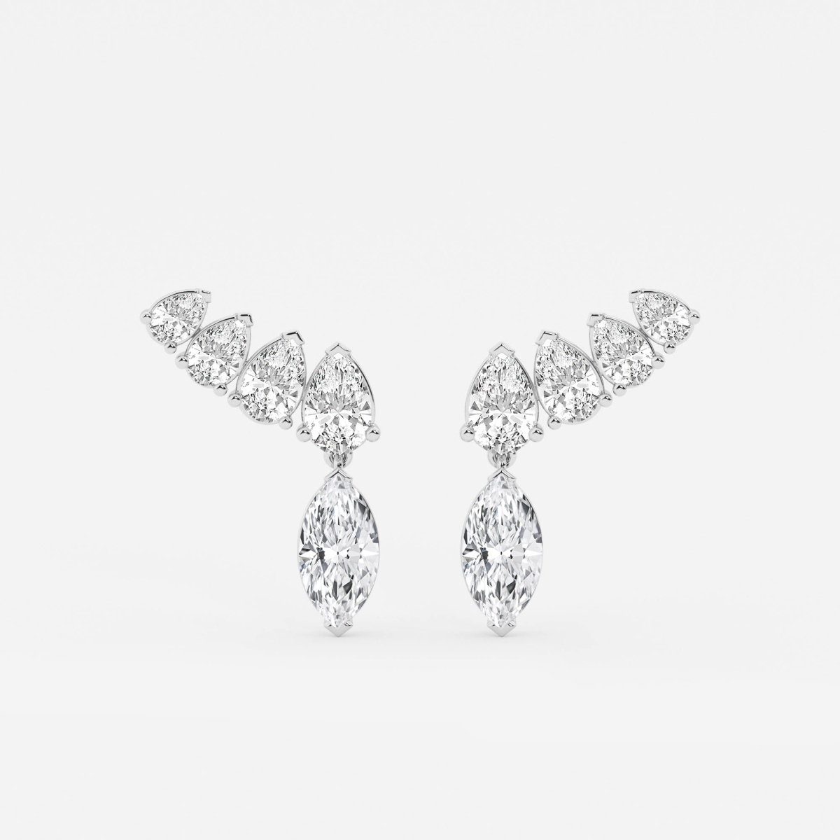 4 ctw Marquise Lab Grown Diamond with Pear Shape Ear Climber Fashion Earrings