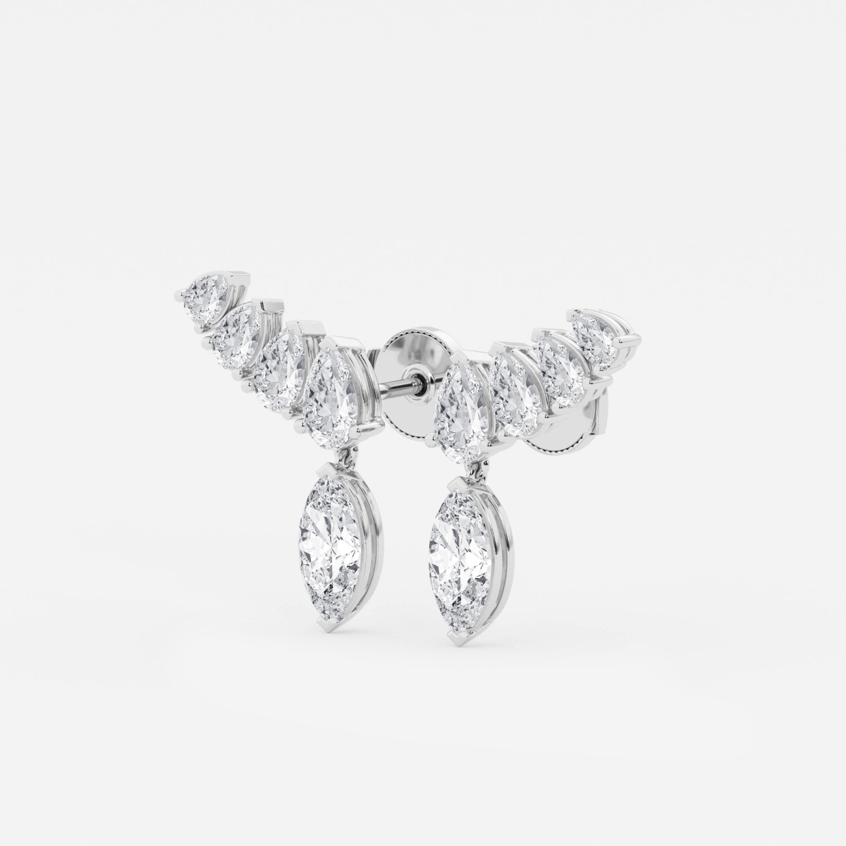 Additional Image 1 for  4 ctw Marquise Lab Grown Diamond with Pear Shape Ear Climber Fashion Earrings