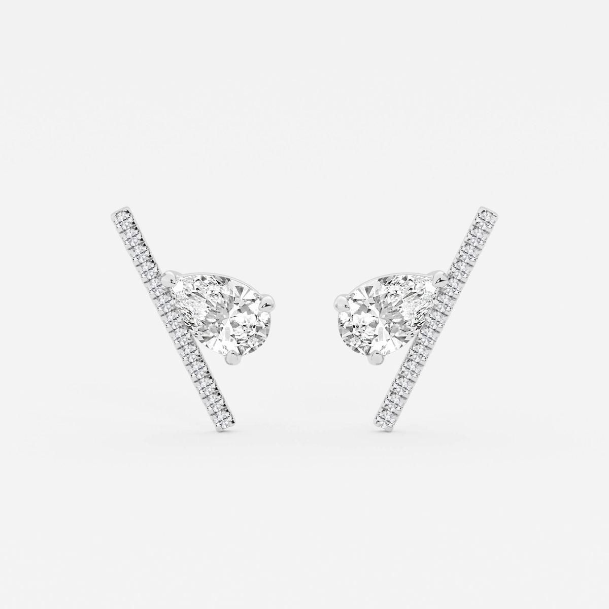 2 1/4 ctw Pear Lab Grown Diamond with Round Micro Pave Bar Stud Earrings