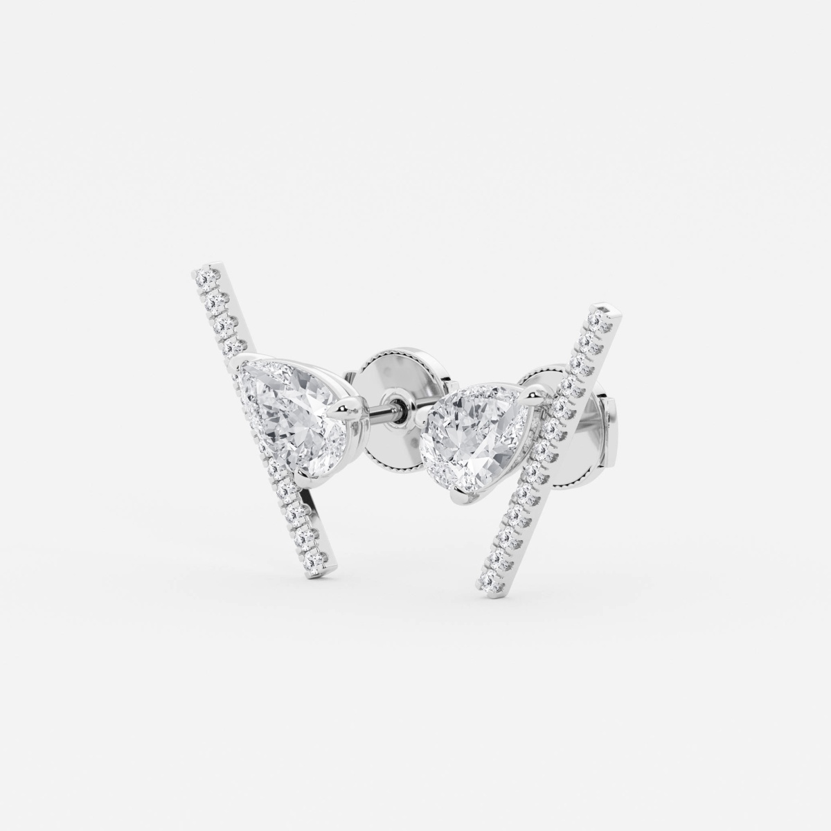 Additional Image 1 for  2 1/4 ctw Pear Lab Grown Diamond with Round Micro Pave Bar Stud Earrings