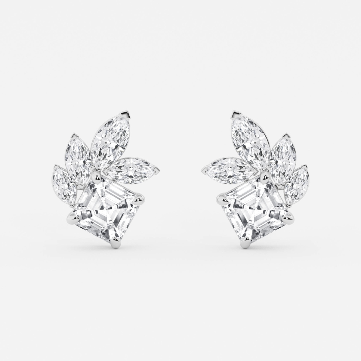 4 1/2 ctw Asscher and Marquise Lab Grown Diamond Stud Earrings