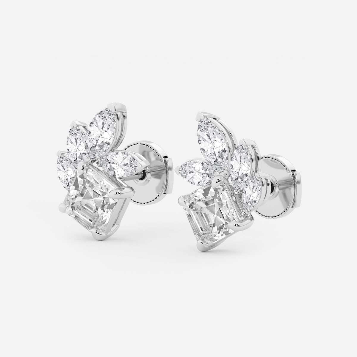 Additional Image 1 for  4 1/2 ctw Asscher and Marquise Lab Grown Diamond Stud Earrings