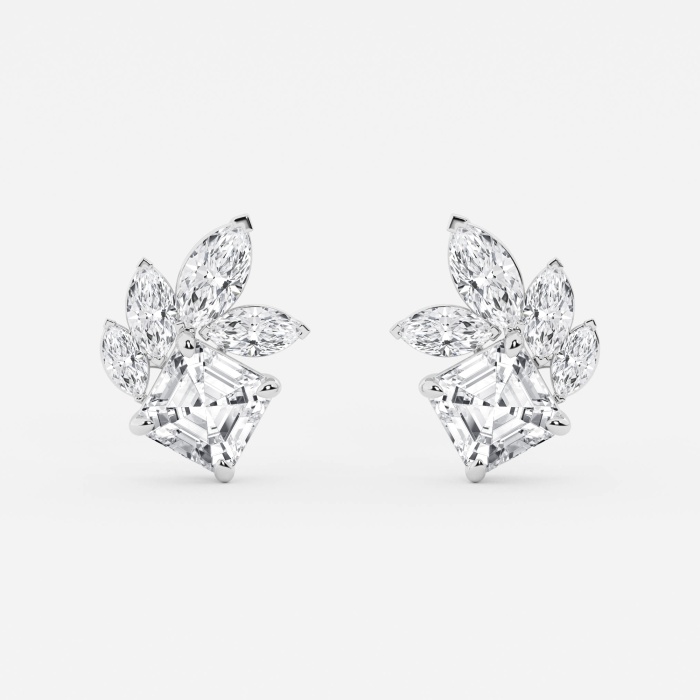 4 1/2 ctw Asscher and Marquise Lab Grown Diamond Stud Earrings
