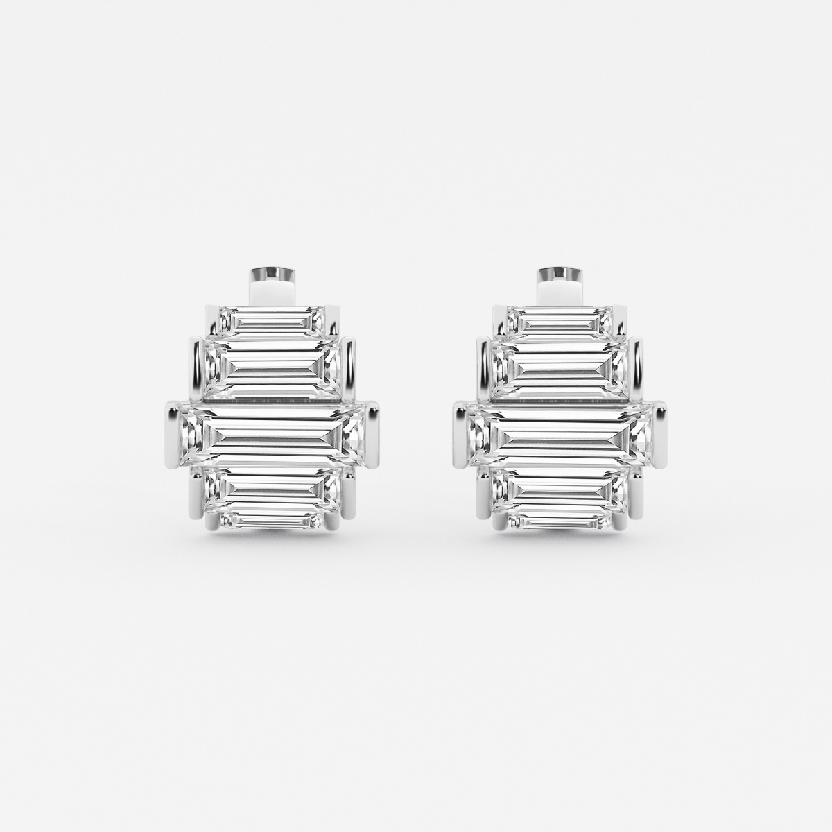 9 5/8 ctw Baguette Lab Grown Diamond Graduated Channel Set Hoop Earrings