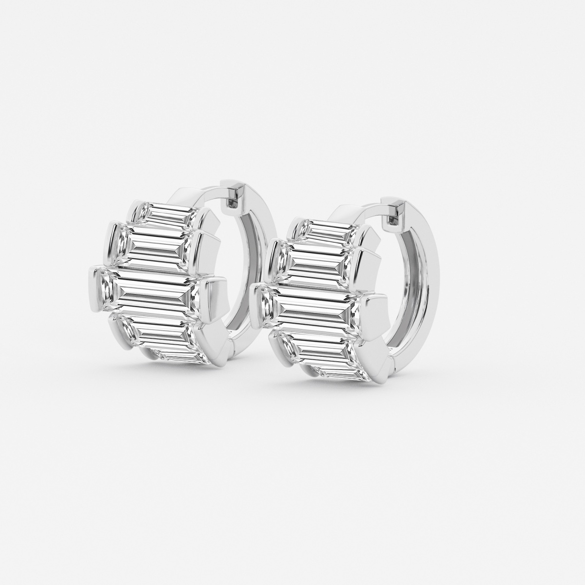 Additional Image 1 for  9 5/8 ctw Baguette Lab Grown Diamond Graduated Channel Set Hoop Earrings