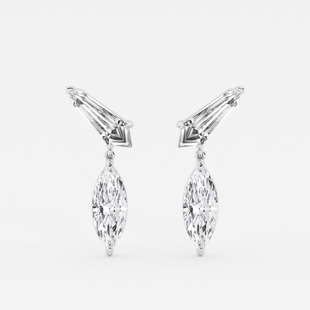 4 1/4 ctw Marquise & Sheild Lab Grown Diamond Ear Climber Drop Earrings