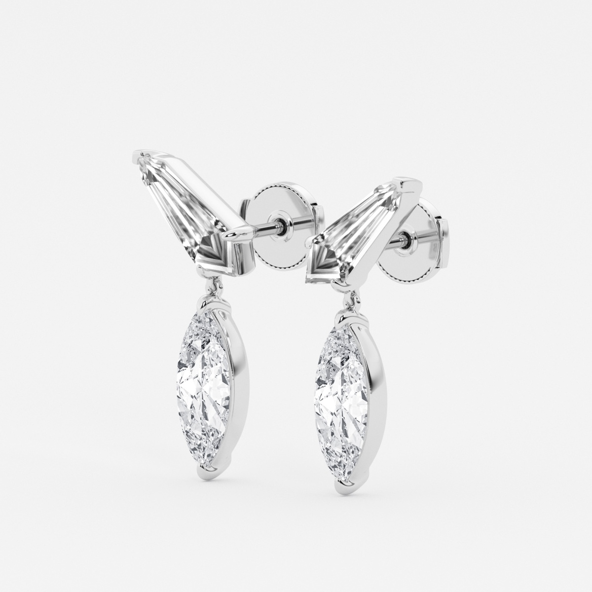 Additional Image 1 for  4 1/4 ctw Marquise & Sheild Lab Grown Diamond Ear Climber Drop Earrings