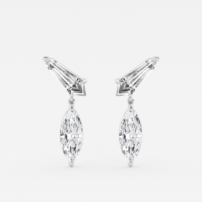 4 1/4 ctw Marquise & Sheild Lab Grown Diamond Ear Climber Drop Earrings