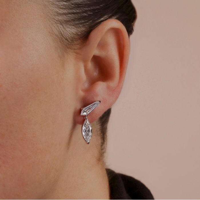 4 1/4 ctw Marquise & Sheild Lab Grown Diamond Ear Climber Drop Earrings