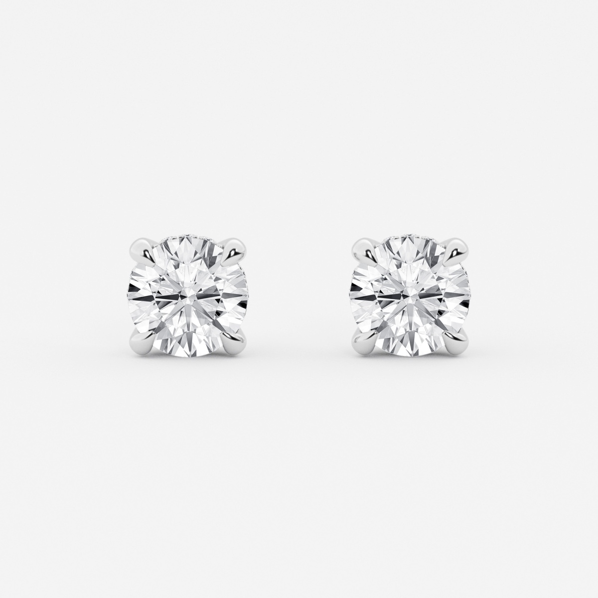3 ctw Round Lab Grown Diamond Hidden Halo Basket Stud Earrings