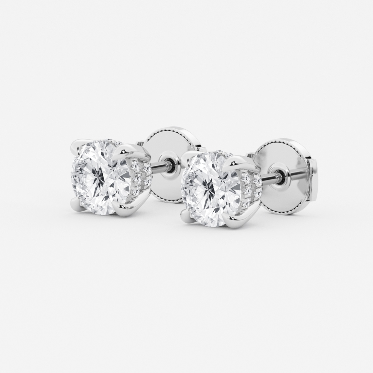 Additional Image 1 for  3 ctw Round Lab Grown Diamond Hidden Halo Basket Stud Earrings