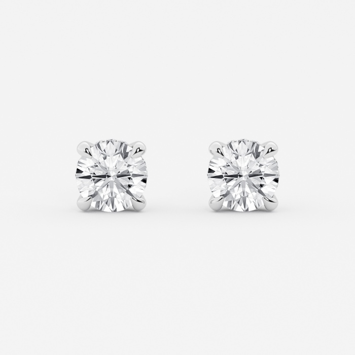 3 ctw Round Lab Grown Diamond Hidden Halo Basket Stud Earrings
