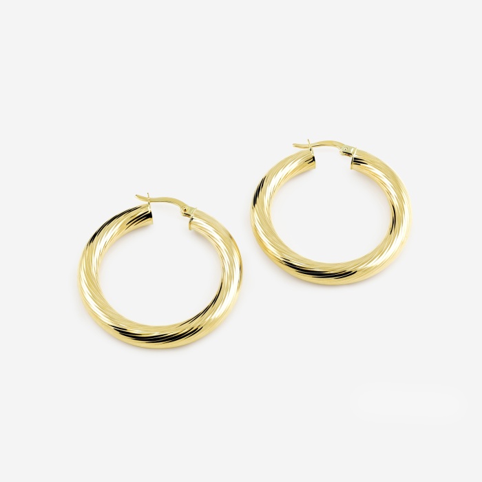 Texture Round Hoop Earrings - 15mm Diameter