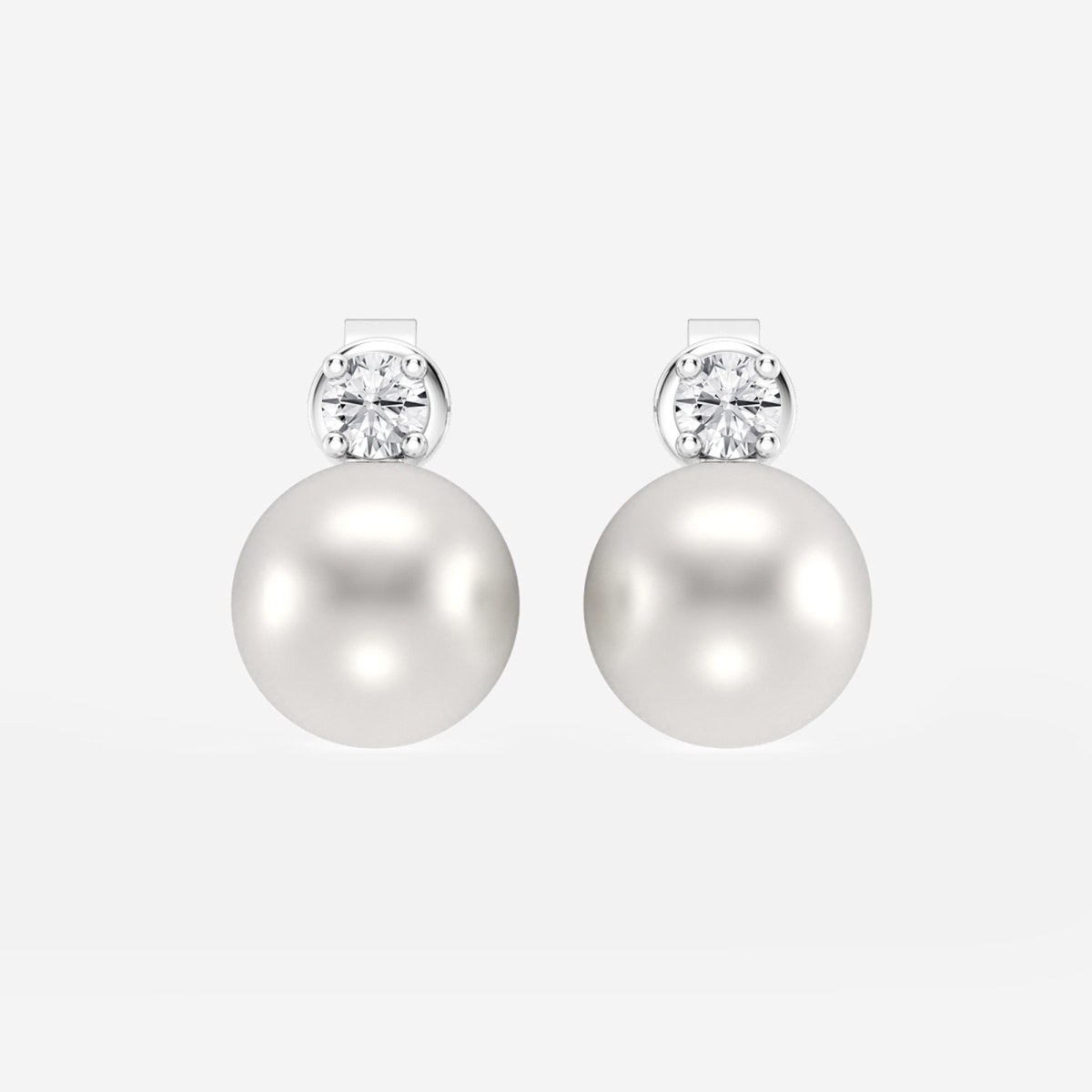 8.5 - 9.0 mm Cultured Freshwater Pearl and 1/5 ctw Lab Grown Diamond Stud Earrings